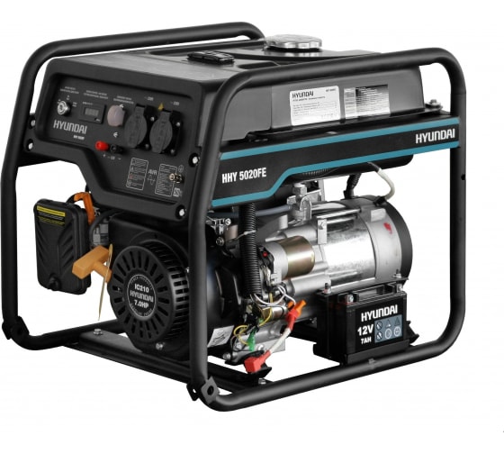 Бензиновый генератор Hyundai HHY 5020FE для гаража фото