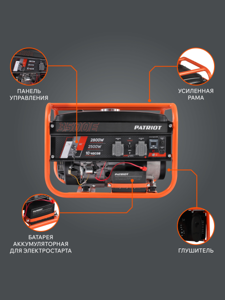 Бензиновый генератор PATRIOT GRS 3500 E 4-х тактный фото