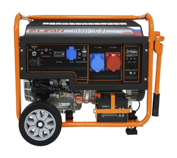 Бензиновый генератор Lifan 10500EA-3U с датчиком моточасов (с мощн без огранич при 1-но и 3-х фазном режиме) для гаража фото