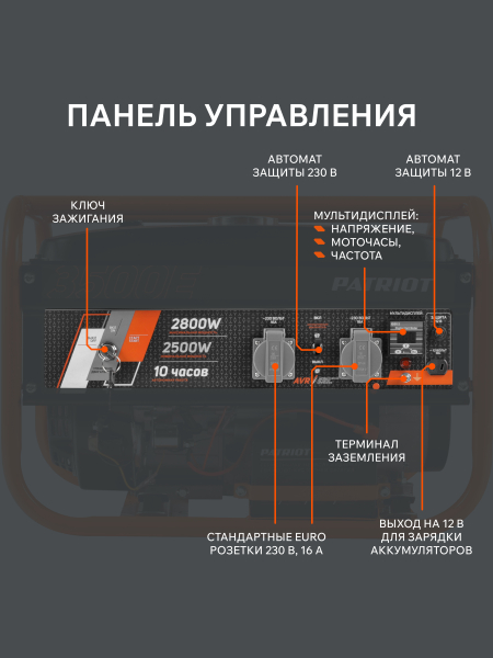 Бензиновый генератор PATRIOT GRS 3500 E 4-х тактный фото