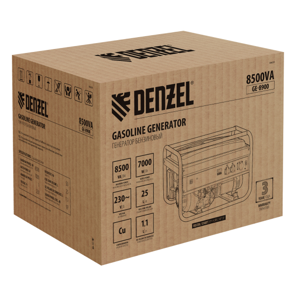 Бензиновый генератор DENZEL GE 8900 передвижной фото