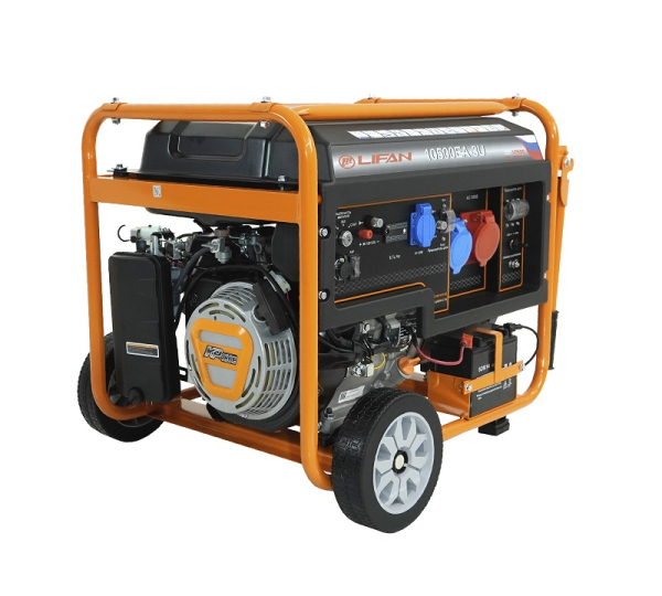 Бензиновый генератор Lifan 10500EA-3U с датчиком моточасов (с мощн без огранич при 1-но и 3-х фазном режиме) для гаража фото